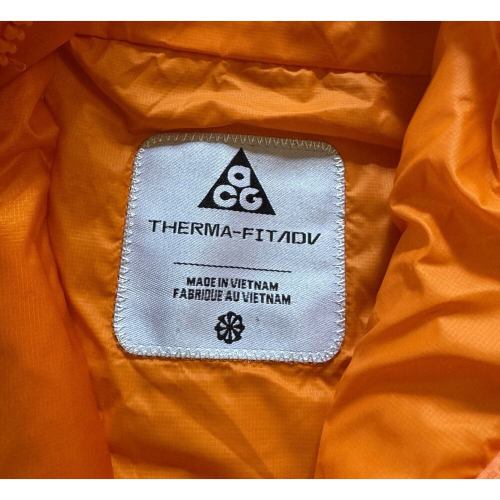 NIKE THERMA-FIT ADV ACG PRIMALOFT HOODED PUFFER JACKET COAT ORANGE MENS LARGE L - Picture 10 of 16